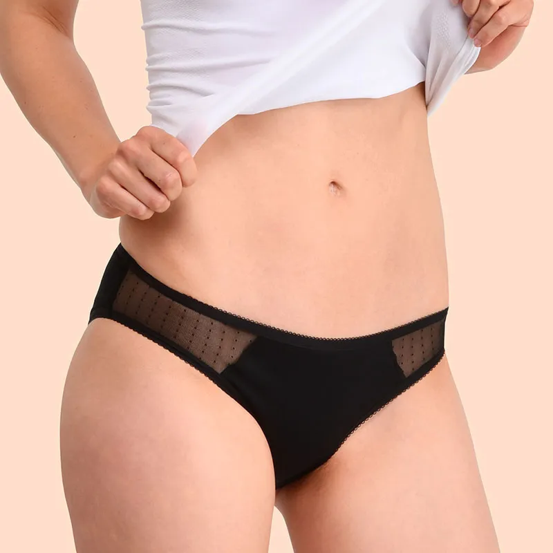 Culotte menstru. Basic + Culotte menstru. Plumetis - Noir-4