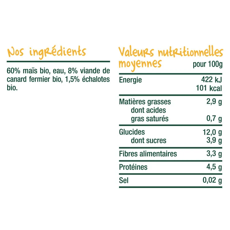 2x190g Maïs Canard Fermier BIO - 6m+-2