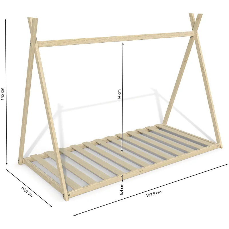 Lit cabane Tipi Sioux + Sommier Naturel-5