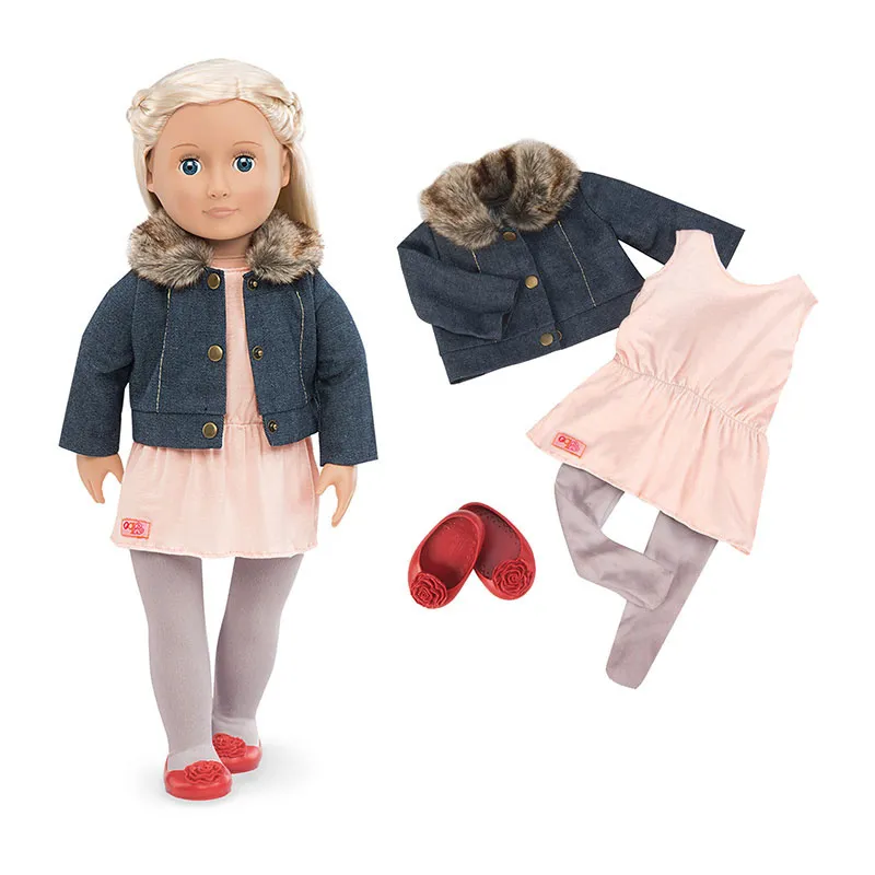 Tenue Tunique & Veste en jean - Poupée 46cm-1