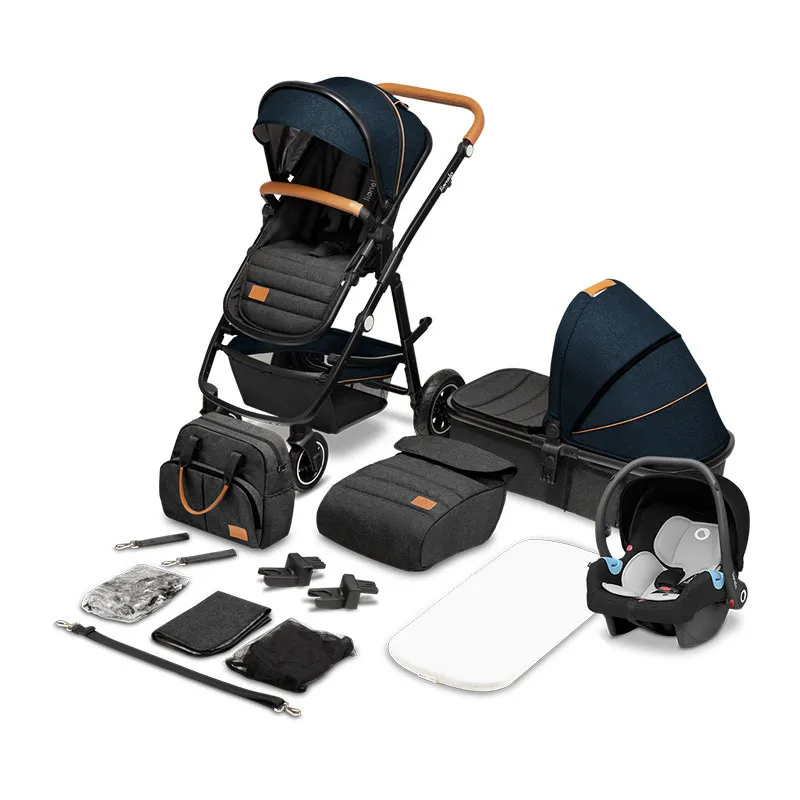 Trio Poussette Amber + Nacelle + Cosy Gr.0+ Bleu Navy - 0m+-0