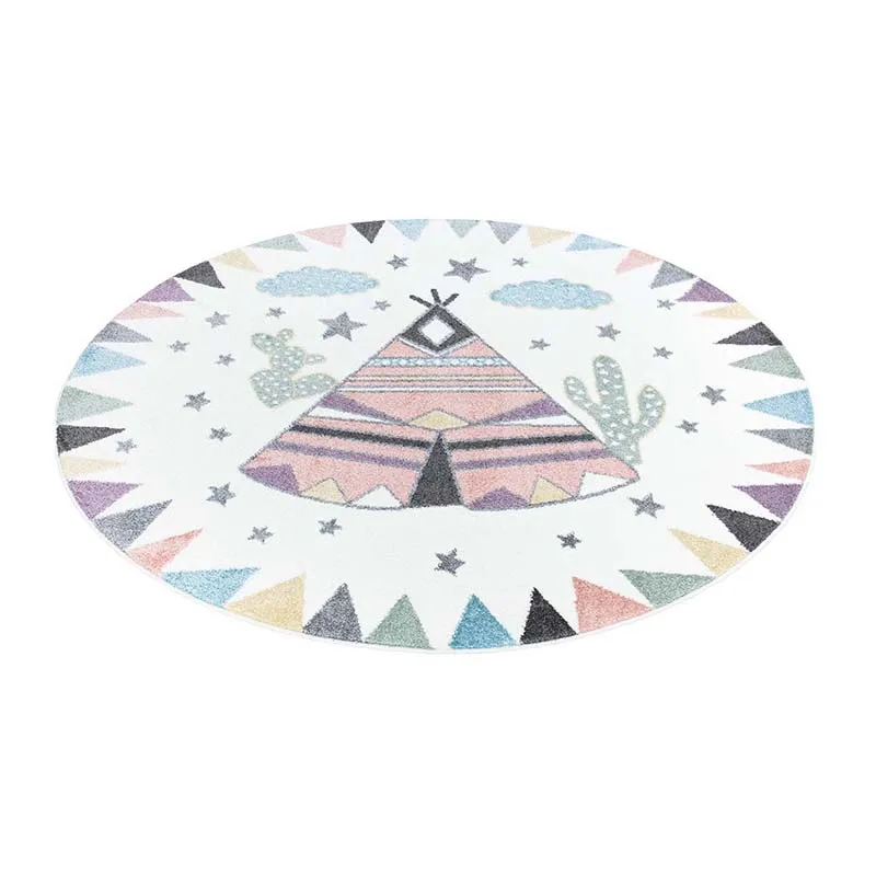 Tapis rond Anime Tipi Crème - ø120cm-4