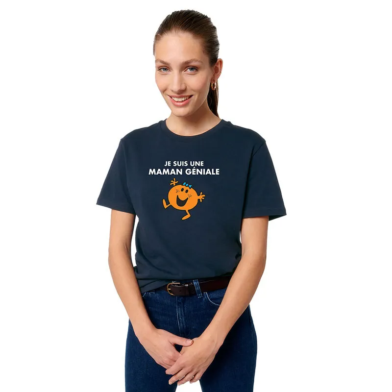 T-shirt Femme BIO Je suis une maman Géniale - Navy-0