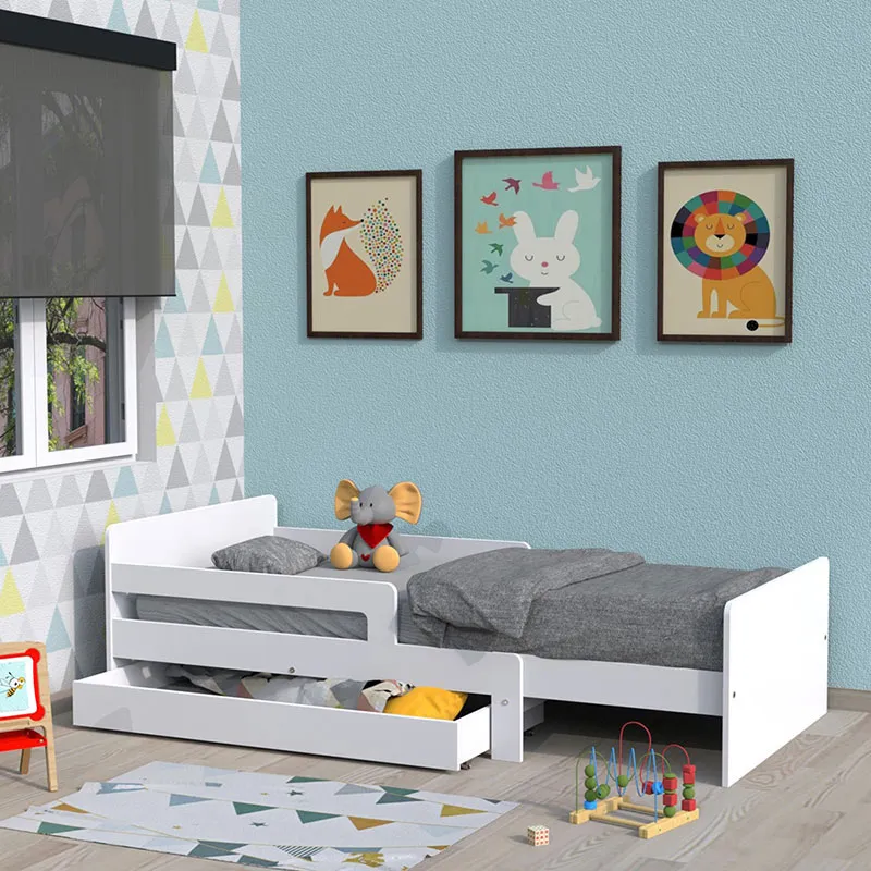 Lit évolutif Zoé + Sommier/Matelas + Tiroir Blanc - 90x140-200cm-0