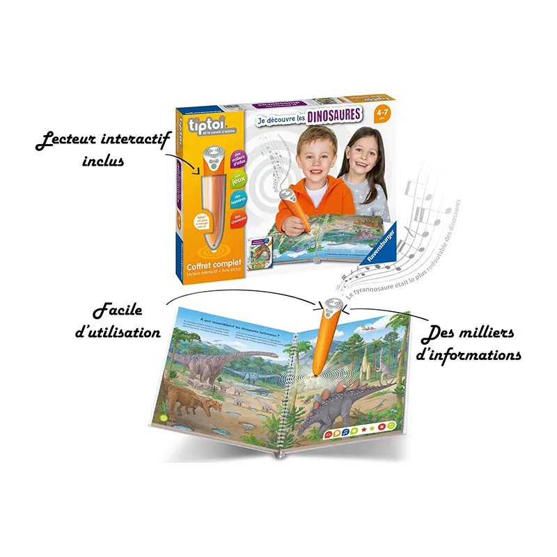 Coffret Lecteur interactif + Livre Dino Tiptoi - 4+-4