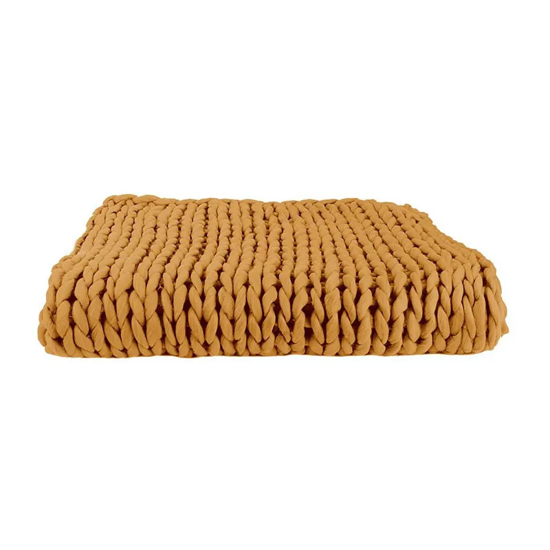 Plaid grosse maille chunky Jaune - 150x120cm-1