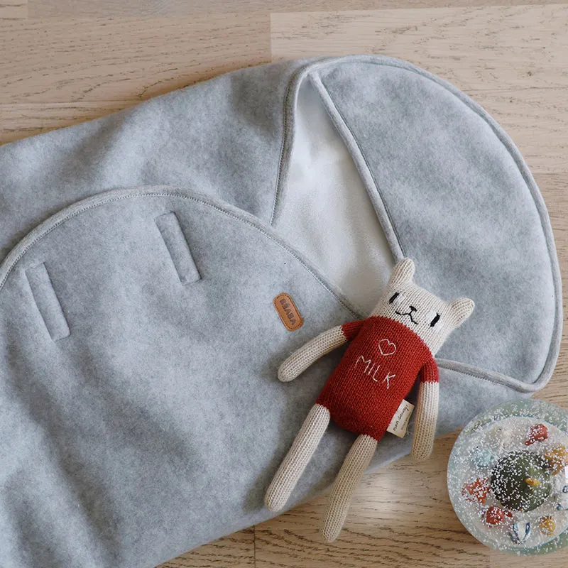 Couverture polaire Babynomade Gris Chiné/Blanc - 0-6m-8