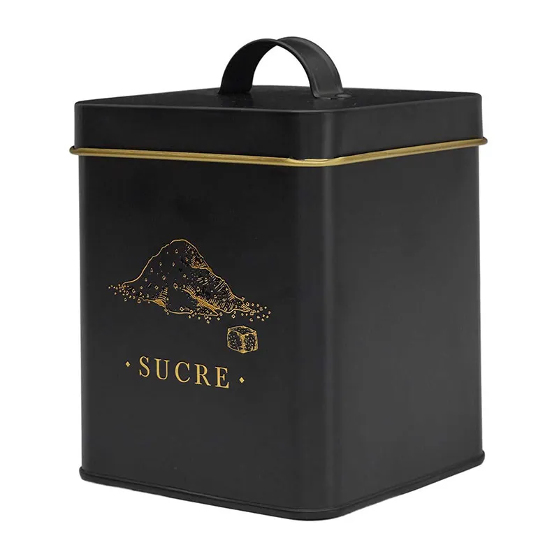 Boîte Métal Noir Sucre - 11x11x19cm-2
