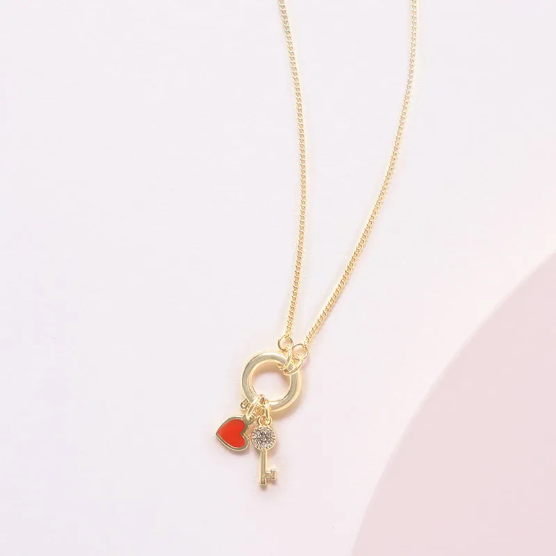 Charm Cœur Rouge - Plaqué Or-3