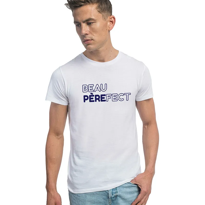 T-shirt Homme Beau-père fect BIO - Blanc-0