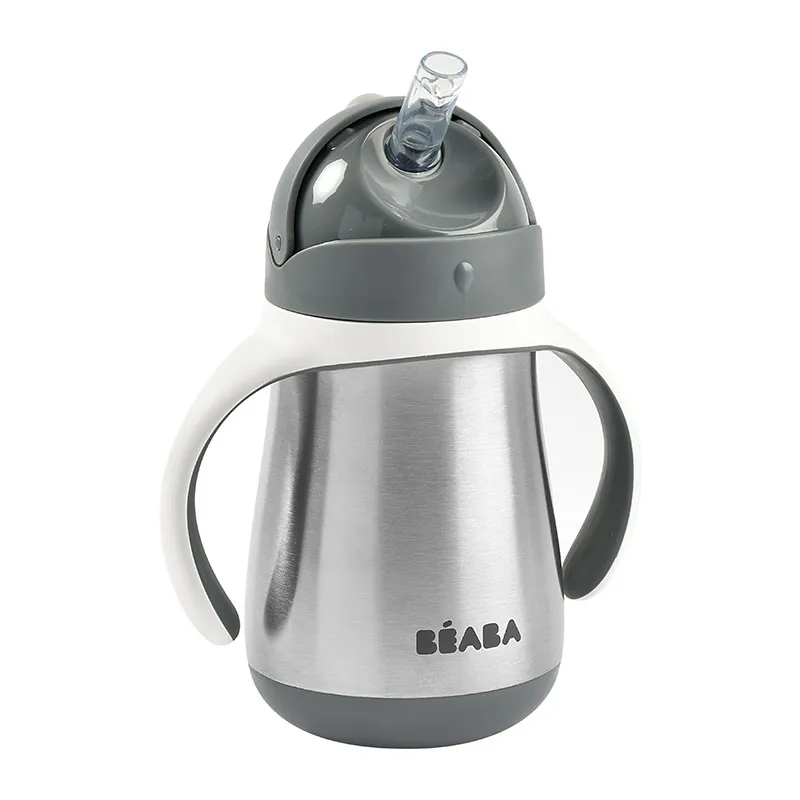 Tasse d'apprentissage avec paille Inox Gris - 250 ml-0