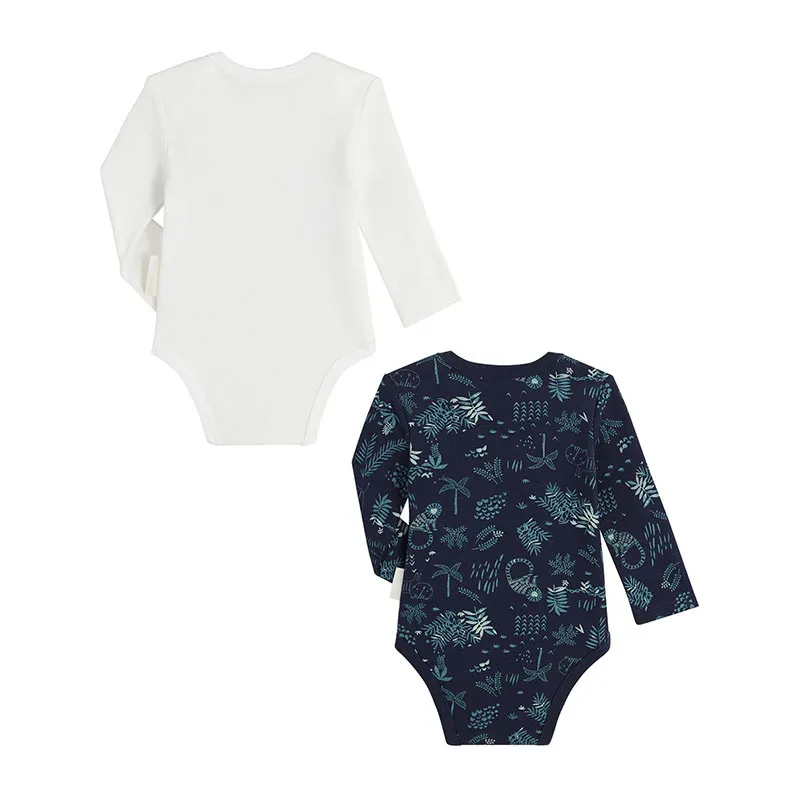 2 Bodies ML Baby Boy Petit Béguin - Blanc/Marine-1