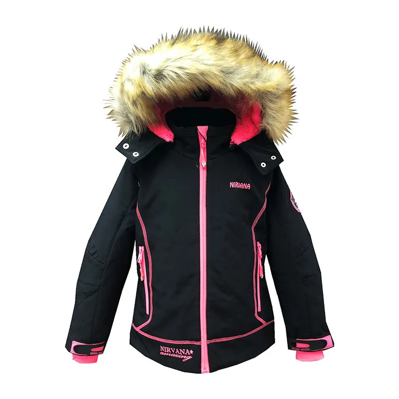 Veste Softshell capuche Snowblade Junior - Noir/Rose fluo-1