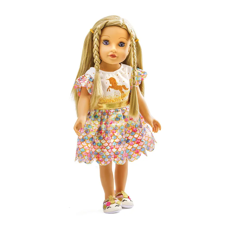 Robe scintillante Licorne Goldy - Poupée 28-35/35-45cm-1
