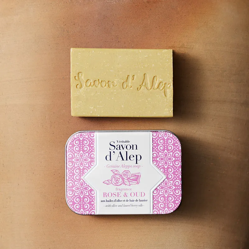 Savon d'Alep parfumé Rose & Oud - 100g-0