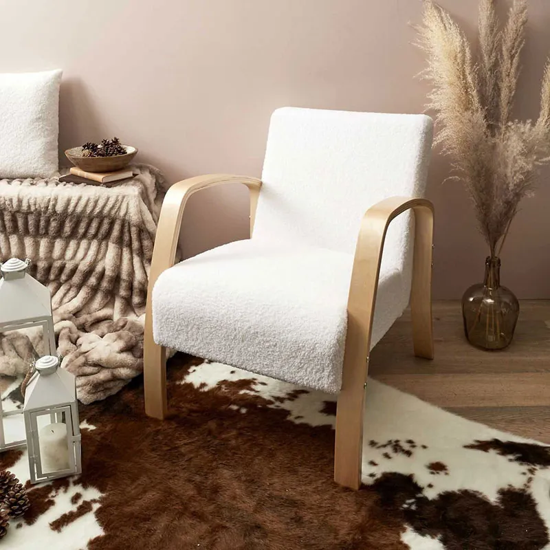 Fauteuil Bouclette Blanc - 61x75cm-0