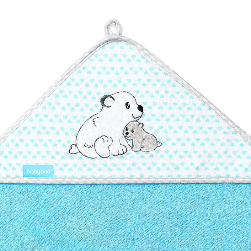 Sortie de bain Bambou Ours Bleu - 100x100cm-2
