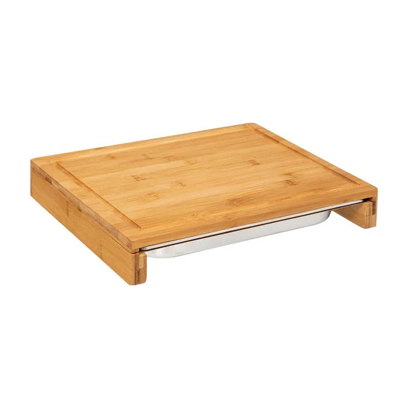 Planche à découper + Bac inox Bambou - 35x28,5cm-1