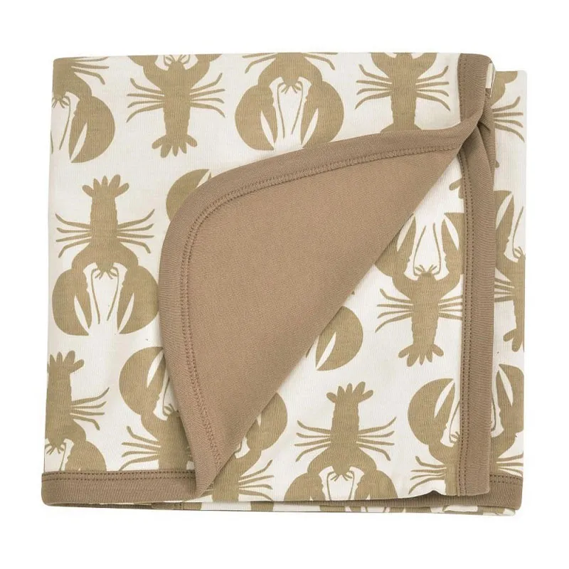 Couverture bébé en coton BIO Homards Taupe 72 x 72 cm - Pigeon-0