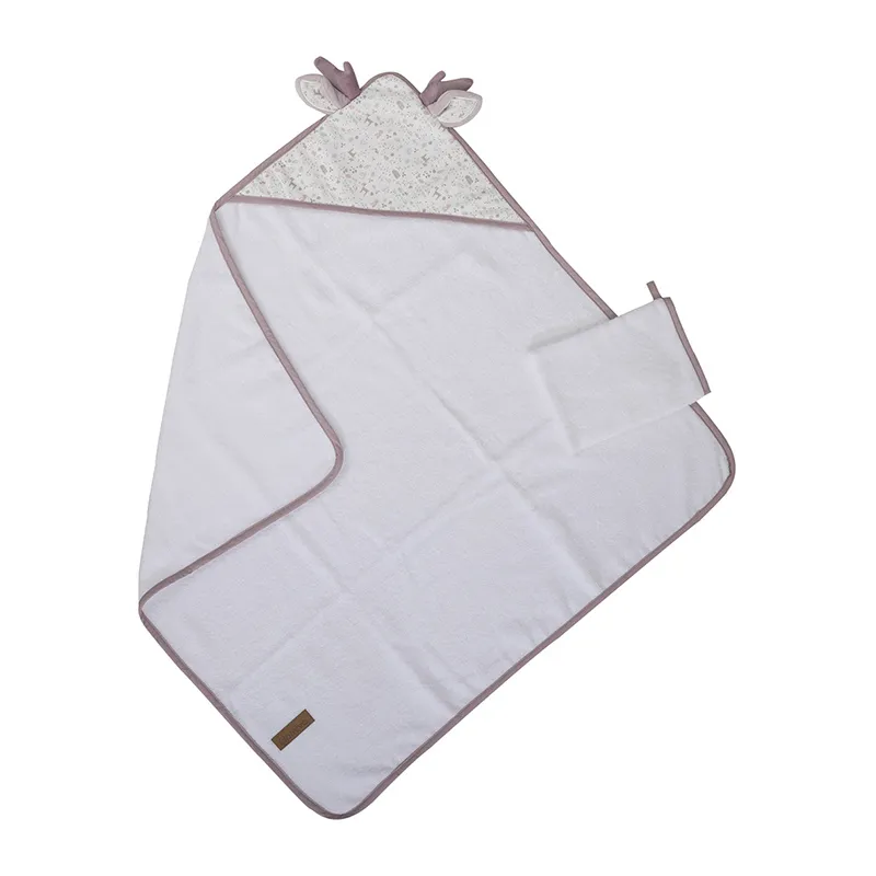 Sortie de bain + gant Lilas - 75x75cm-0