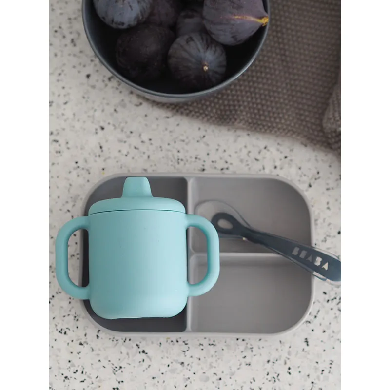 Coffret repas 3pcs Silicone Bleu - 6m+-5
