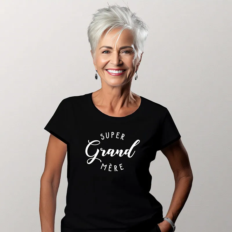 T-shirt Femme BIO Super grand mere - Noir-0