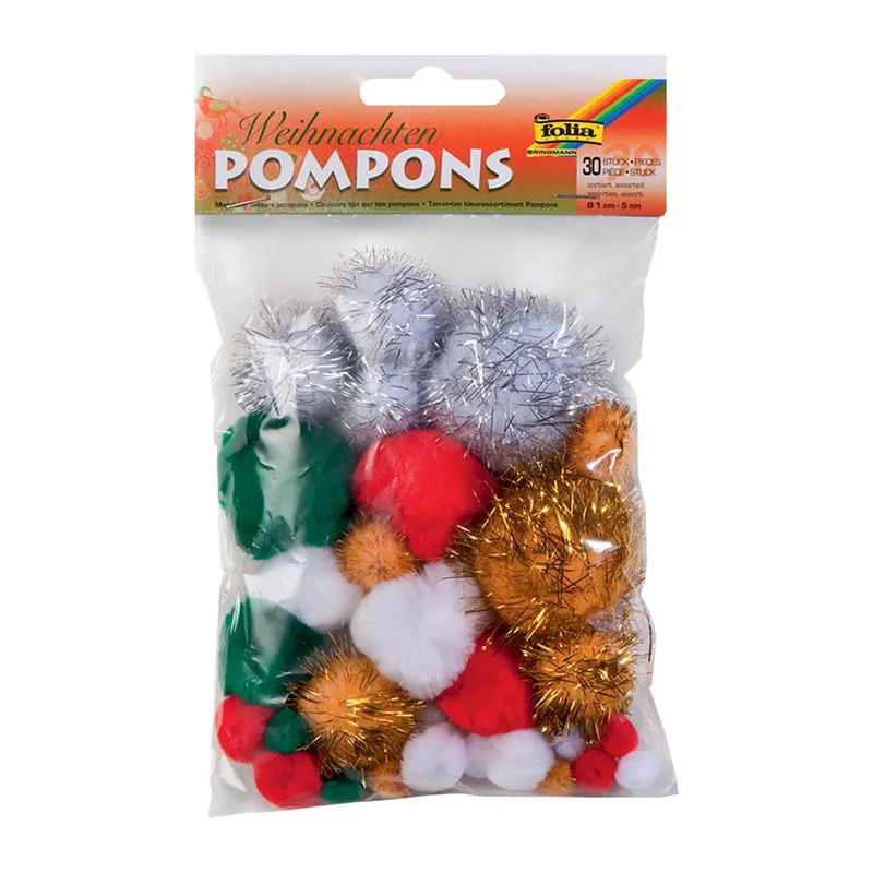 30 Pompons couleurs de Noël - 10/20/30/40/50mm-0