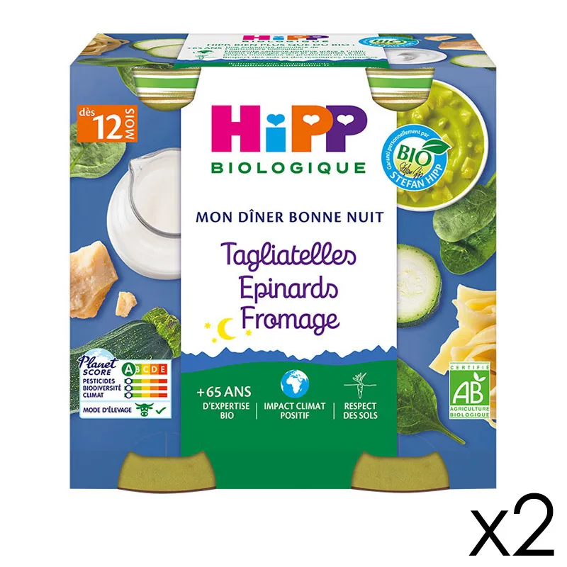 4 Pots Tagliatelles Épinards Fromage BIO 250g - 2x2-0