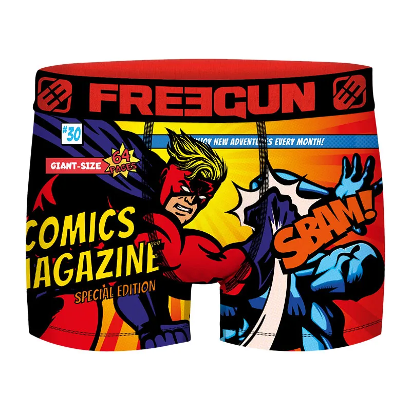 3 Boxers Homme Geek Comics - Orange/Rouge/Vert/Jaune-1