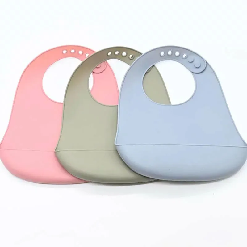 Bavoir en silicone avec récupérateur - Rose-5