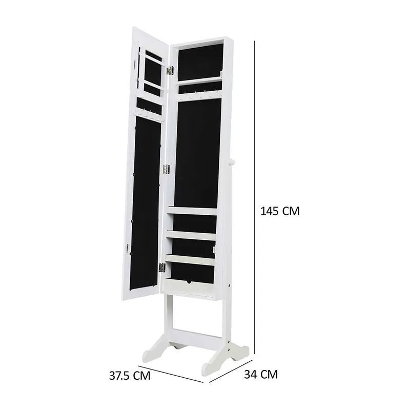 Armoire à bijoux Miroir Vérone Blanc - 145x37,5x34cm-4