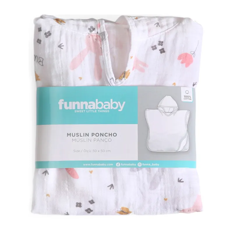 Poncho Lapin Rose - 0-12m-2