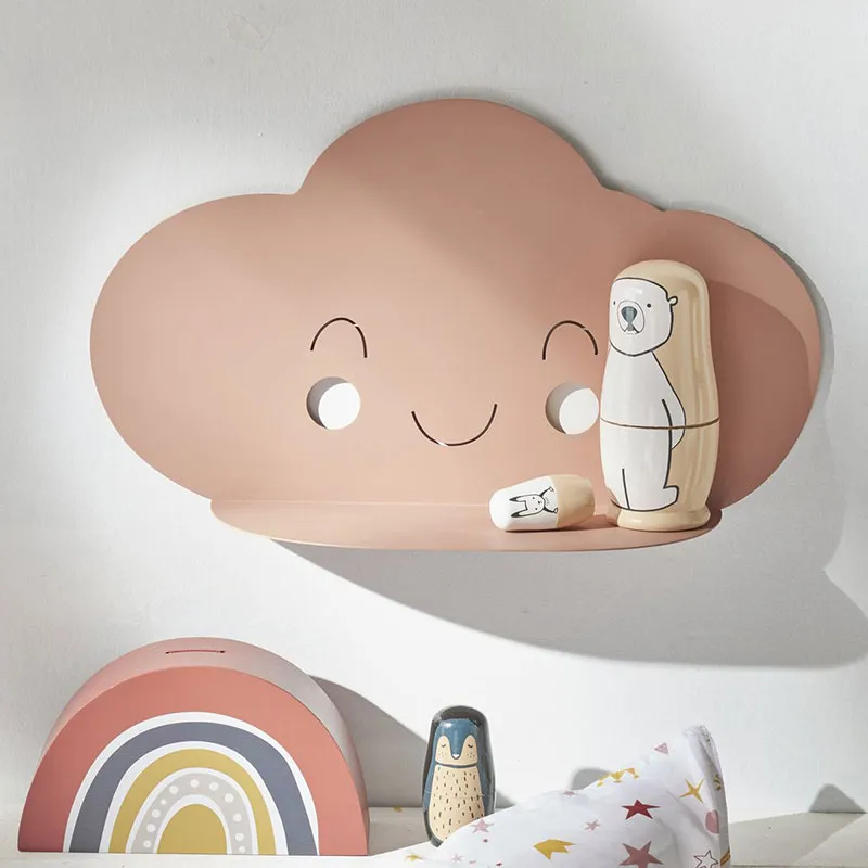 Etagère Métal Nuage Rose La Tête dans les nuages - 40x11x22cm-0