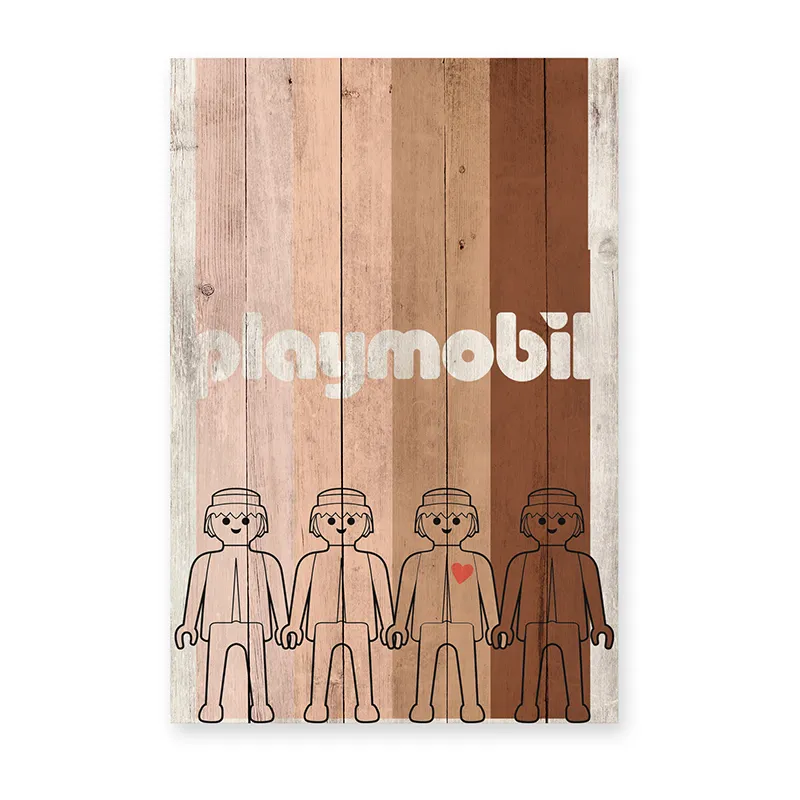 Tableau Bois Playmobil Multico. - 60x40cm-0