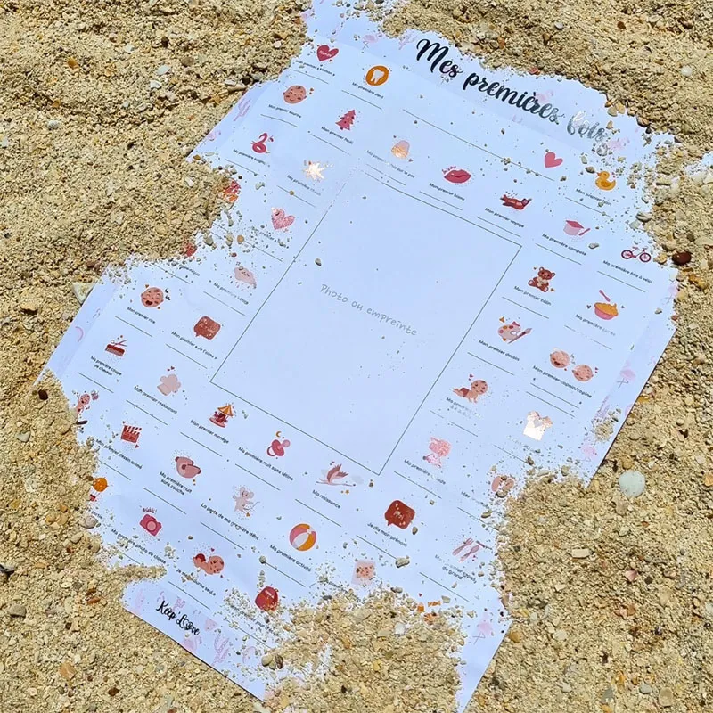 Affiche Mes Premières fois + Kit d'empreintes + Tampon + Baguette de suspension - Flamant-6