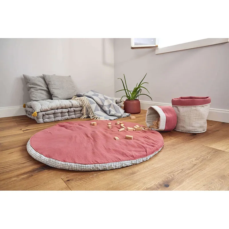 Coussin de sol Coton BIO Bois de rose - 100x100cm-2