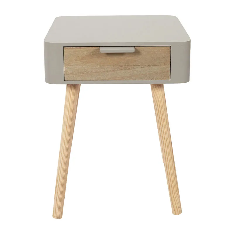 Table de chevet Taupe/Noir/Bois - 35x40x48cm-3