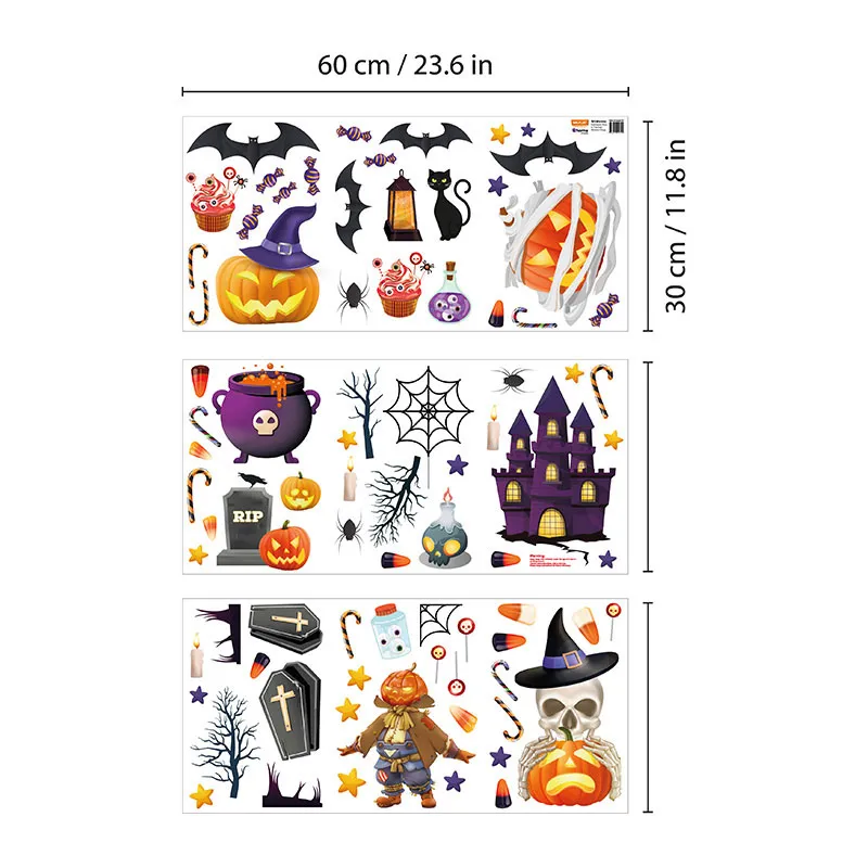 Stickers fenêtre Phospho. - Citrouille hantée-6