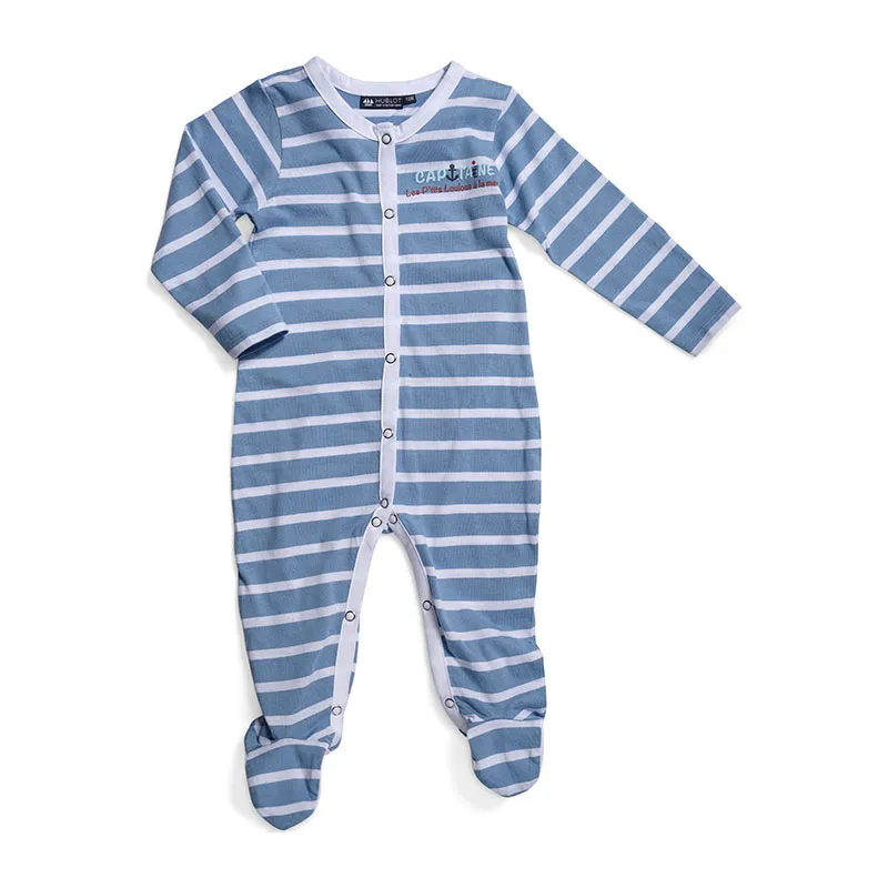 Pyjama bébé ML Woki Bébé - Azur/Blanc-0