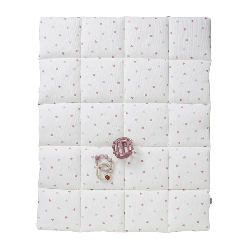 Tapis fond de parc imprimé cœur - Blanc - 75x95cm-0