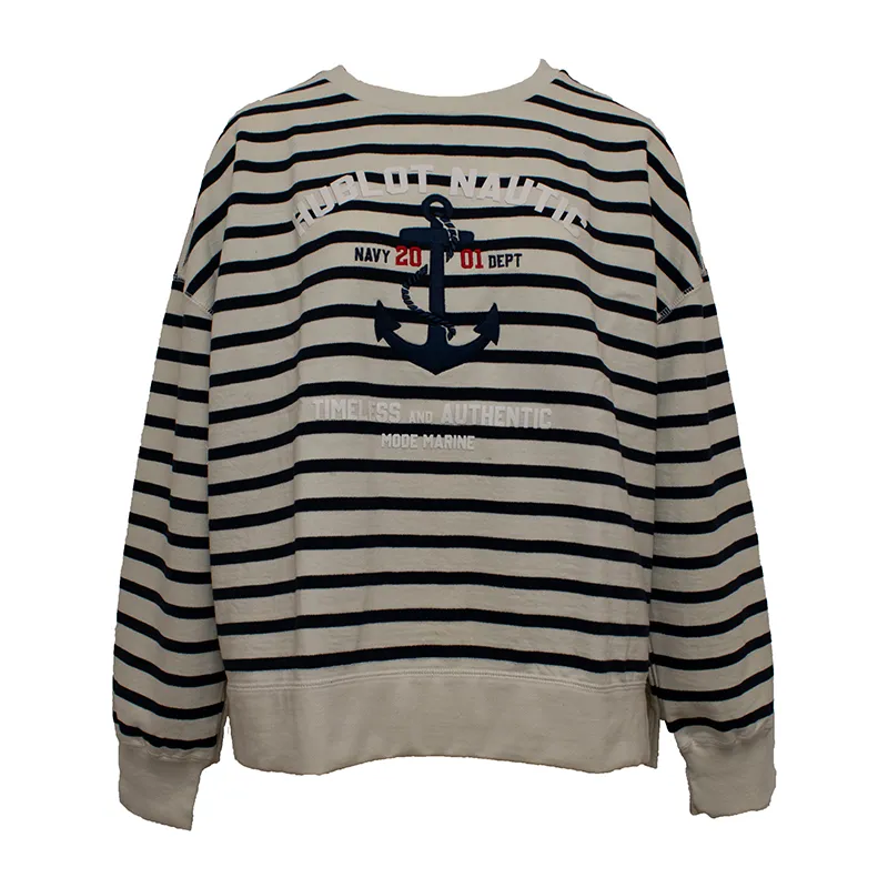 Sweat Oversize Ancre Femme - Ecru/Marine-0