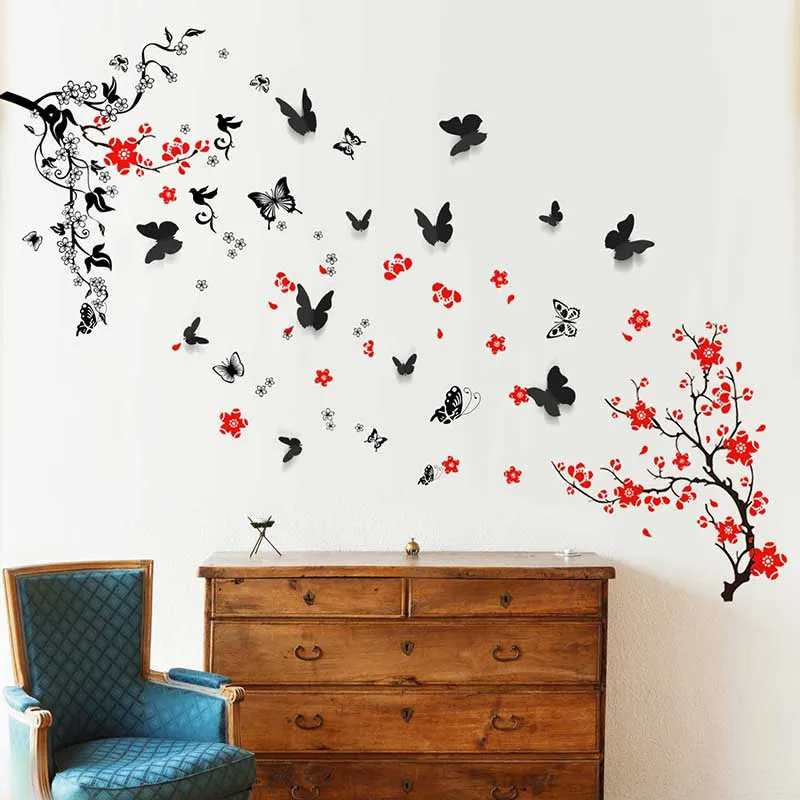 Stickers - Fleurs & Papillons 3D-0