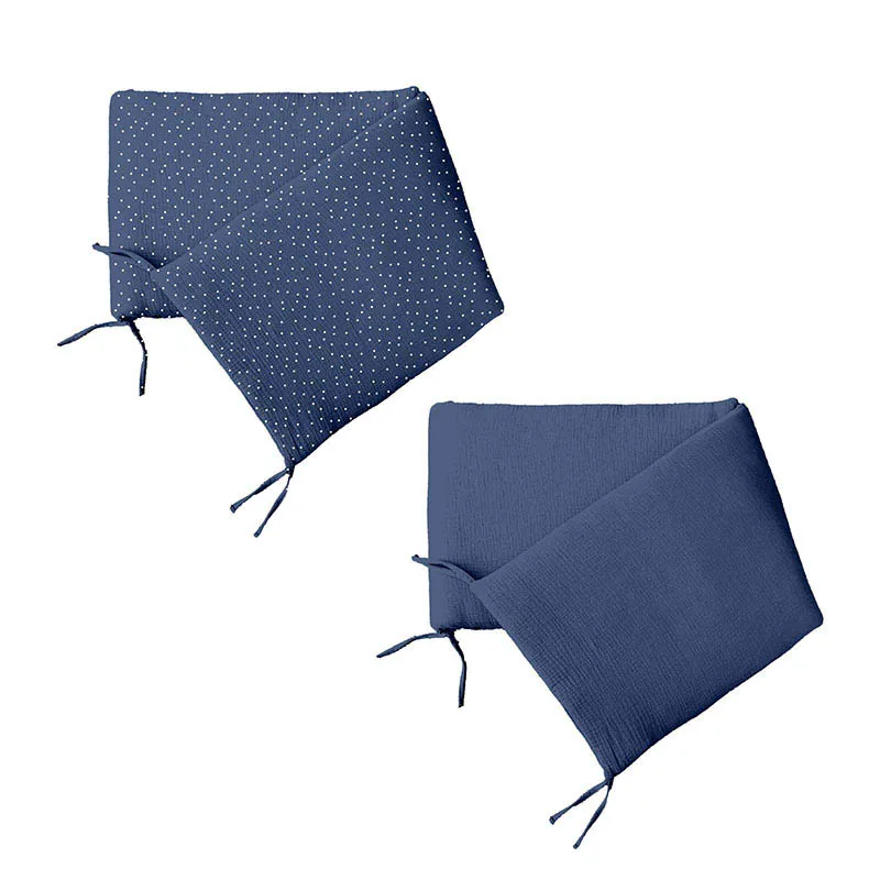 Tour de lit Gaze de coton Bleu foncé - 40x180cm-0