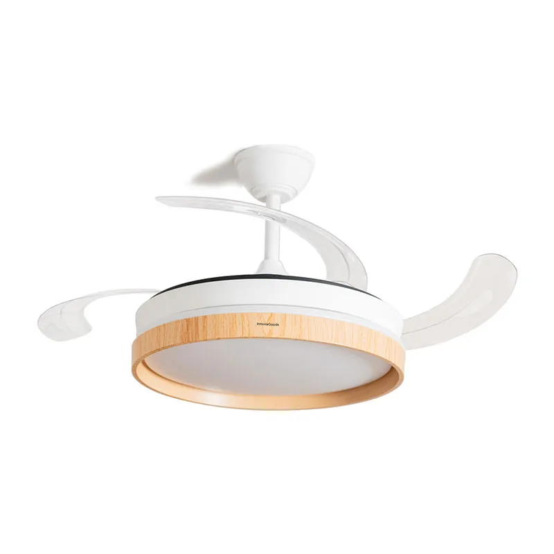 Ventilateur de Plafond 72W + Lumière LED + 4 Pales Rétractables Bois - Ø49-104cm-4