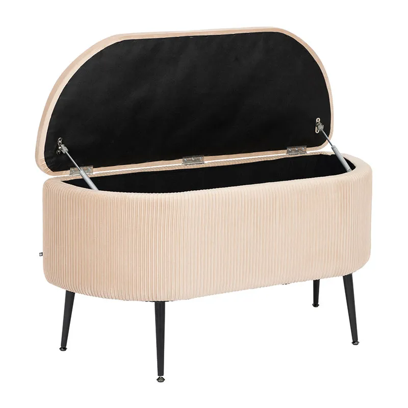 Banc Coffre Solaro velours Beige - 100x40x53cm-1