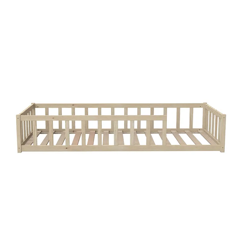 Lit Nino avec barrière + Sommier Naturel-2