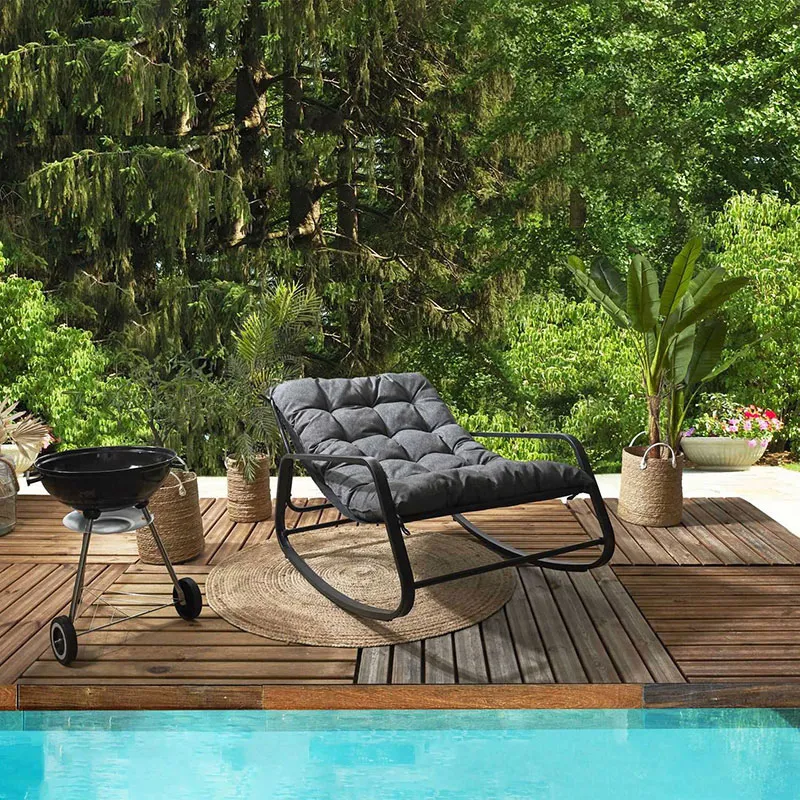 Fauteuil à bascule Miami Gris - 130x69x92cm-1