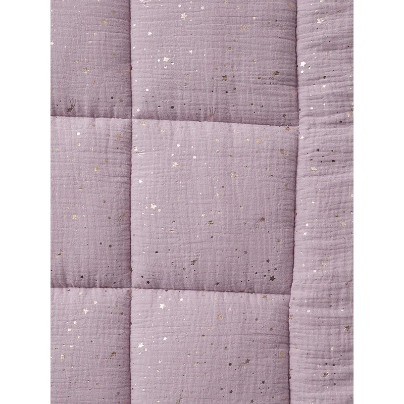 Couverture/Tapis de sol Gaze de Coton Bio Étoiles Parme - 100x100cm-3