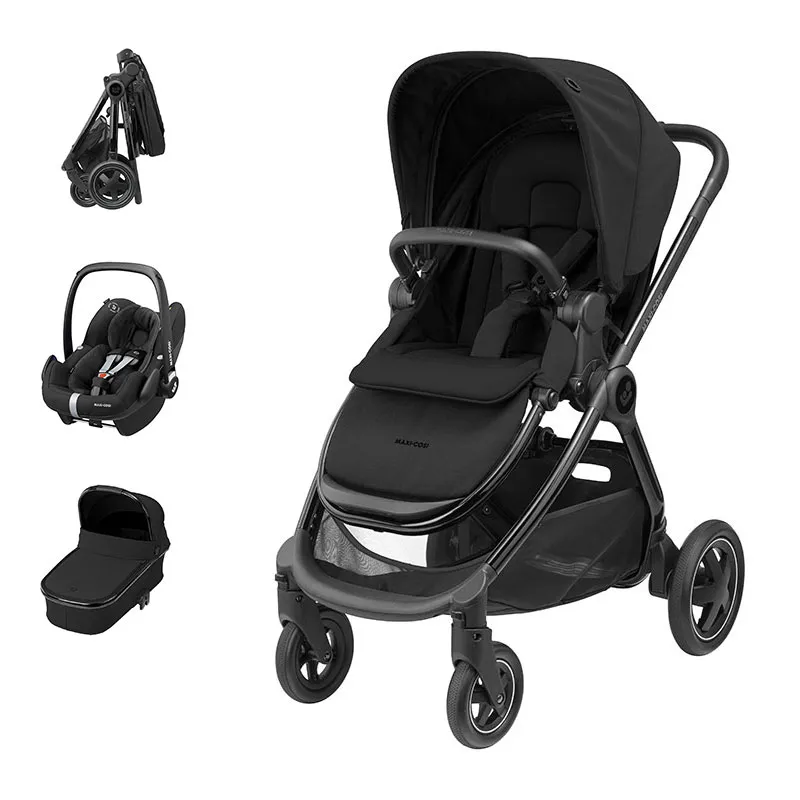 Trio Poussette Compacte Adorra2 Twillic Black + Cosi Pebble Pro sans base + Nacelle Oria - 0m+-0