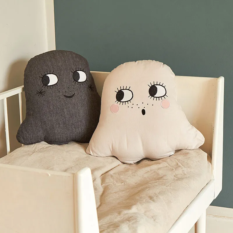 Coussin décoratif Coton BIO Fantôme - Noir-4